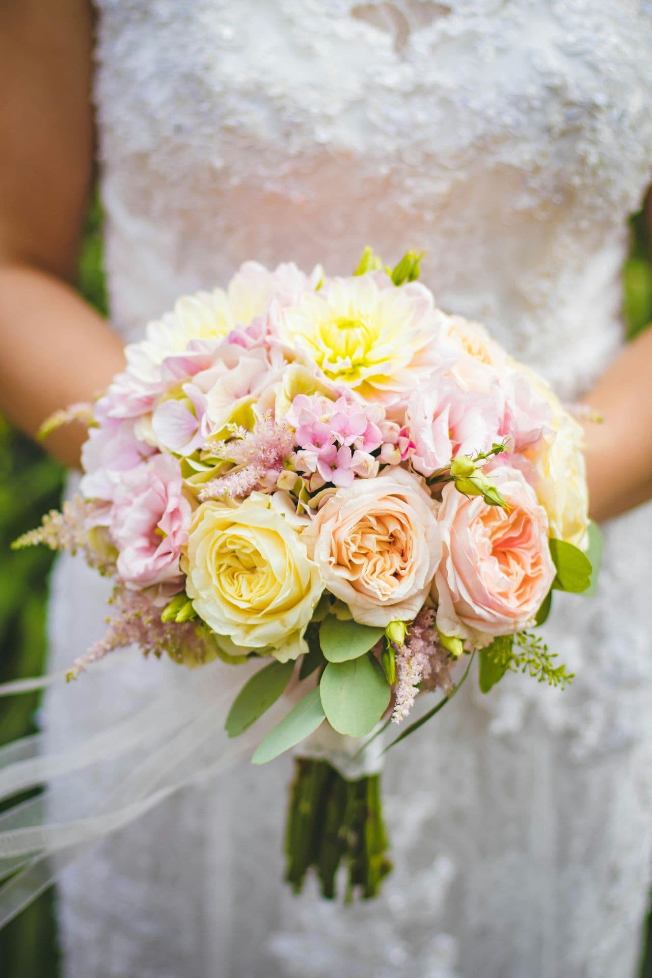 elegant garden-style bridal bouquet with roses and greenery miami
