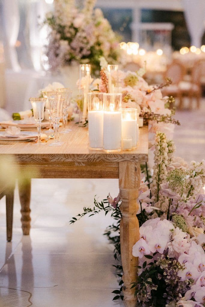 Lush floral ceremony setup at Vizcaya Museum gardens in Miami