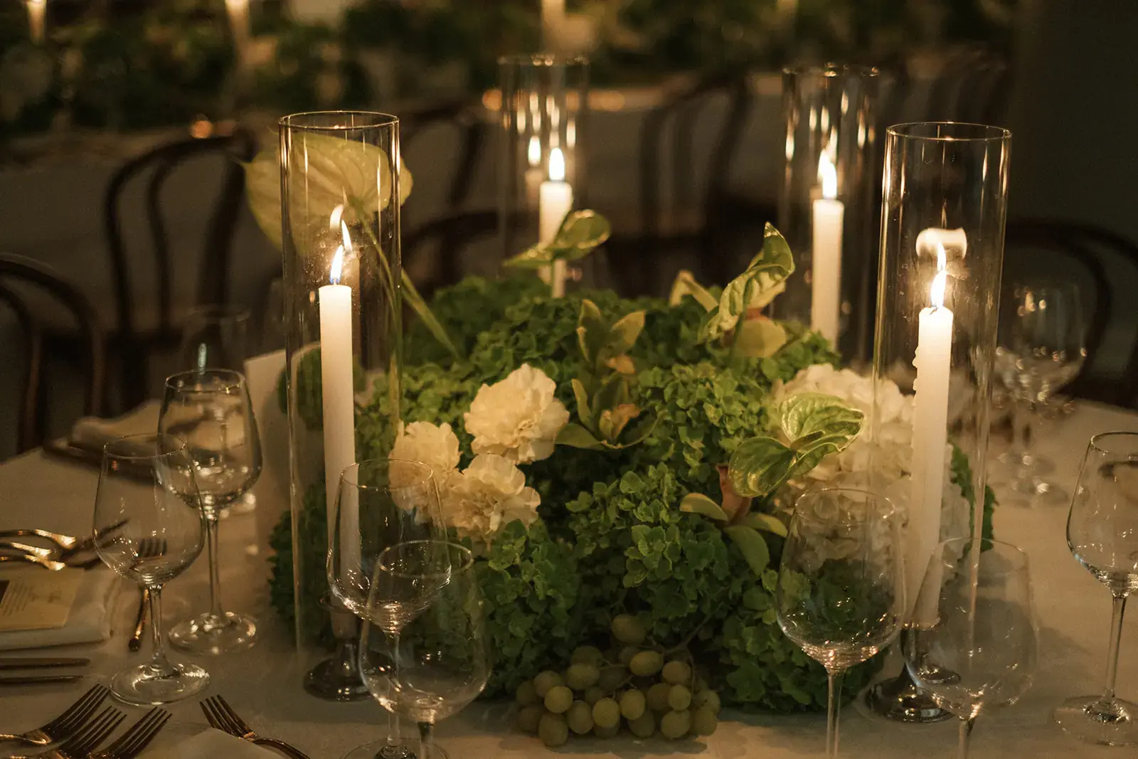 Single variety arrangement styled editorial, interest from repetition and scale instead of mixed blooms